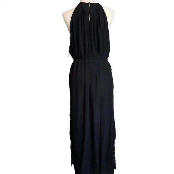 THML Black & Cream Embroidered Halter Maxi Dress NWT Women’s Size Medium - Picture 6 of 11